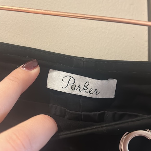 Parker black suede mini skirt with criss cross detailing - Picture 3 of 4